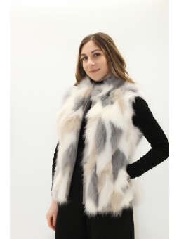 LENA Gilet renard Blanc Greige