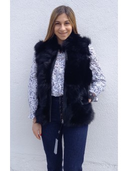 LENA Gilet renard Noir