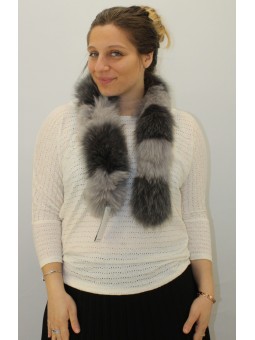 Echarpe Boa renard Gris et...