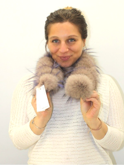 Echarpe-Boa renard Beige et...