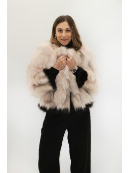 ROMA Veste renard Rose poudré